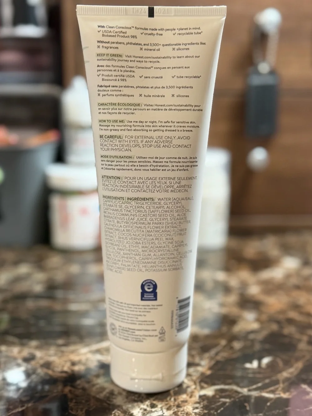 The Honest Company White & Light Green Sensitive Face + Body Lotion